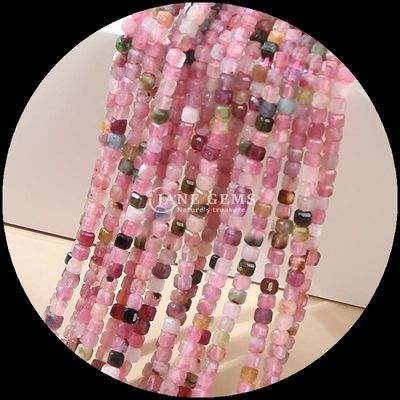 Piedra natural Polido Perlas de piedra preciosa Cuadrado Cubo de forma de fluorita Labradorita Mini hilos de perlas sueltas para pulseras / collares