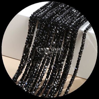 Piedra natural de corte cuadrado y pulido Perlas de piedra preciosa de plata Obsidiana Piedra de sol para la fabricación de joyas