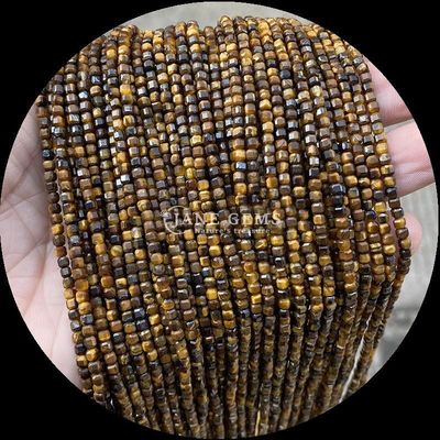 Perlas de cubo de piedra preciosa Rubí Zoisite Ojo de tigre hebras sueltas cuadradas Perlas para joyería DIY
