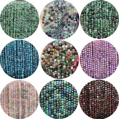 Perlas de piedras preciosas naturales de varios colores Cubo Cuadrado Ametista Filamentos sueltos Perlas para joyería DIY