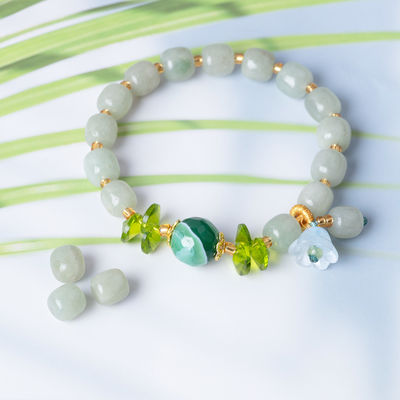 Brazalete con cuentas de Jade Natural Salud Belleza y Armonía Jane Gems Para Regalo Joyas hechas a mano