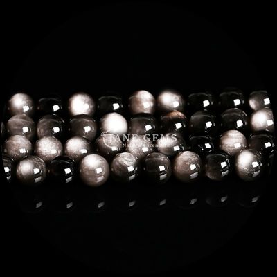 Variedad Varias formas redondas Plata Obsidiana Piedra solar Natural Perlas de piedra pulida