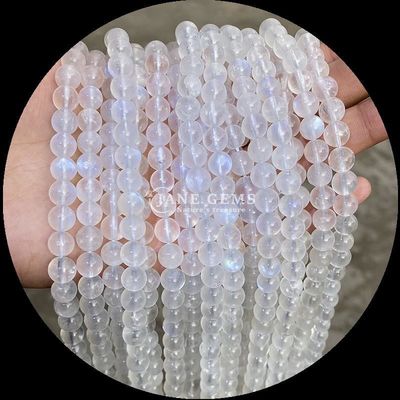 Piedra preciosa natural con corte redondo Piedra de luna Fluorito Océano Jaspe hebras sueltas cuentas para joyería DIY