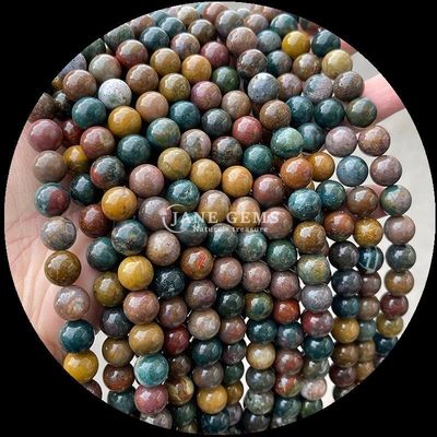 Piedra preciosa natural con corte redondo Piedra de luna Fluorito Océano Jaspe hebras sueltas cuentas para joyería DIY