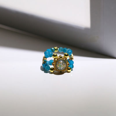 Anillo de cuentas de cristal de ápatita con facetas... brazalete de gemas para desintoxicación y estabilidad emocional.