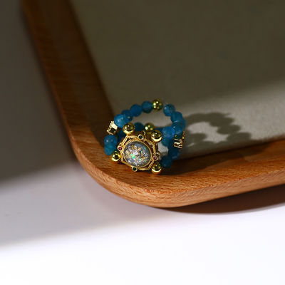Anillo de cuentas de cristal de ápatita con facetas... brazalete de gemas para desintoxicación y estabilidad emocional.
