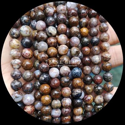 Perlas de piedra preciosa redonda pulida de bricolaje lapislázuli malaquita turmalina hebras sueltas para la fabricación de joyas