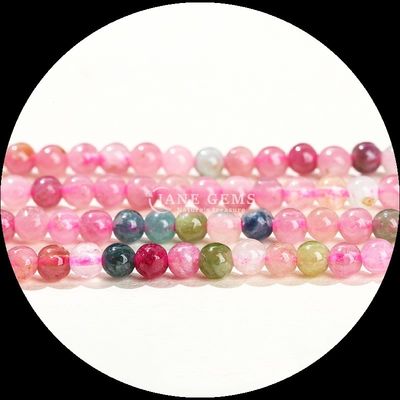 Vivido redondo multicolor joyería DIY mini Tourmalina suelta amarilla de jade hilos sueltos cuentas