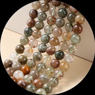 Perlas de forma redonda de piedra preciosa cuarzo rosa y cuarzo de fresa hebras sueltas de perlas para pendientes