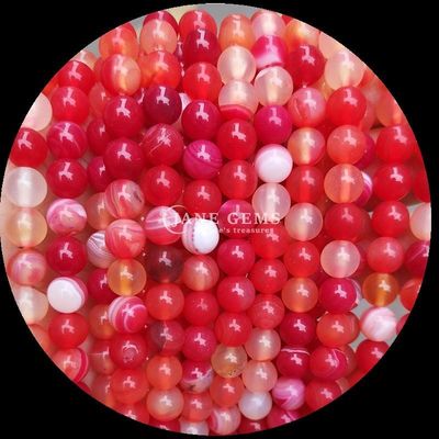 Forma redonda piedra preciosa rojo rayada ágata verde rayada ágata natural hilos de cuentas sueltas para pendientes DIY Joyería