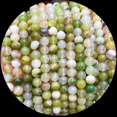 Forma redonda piedra preciosa rojo rayada ágata verde rayada ágata natural hilos de cuentas sueltas para pendientes DIY Joyería