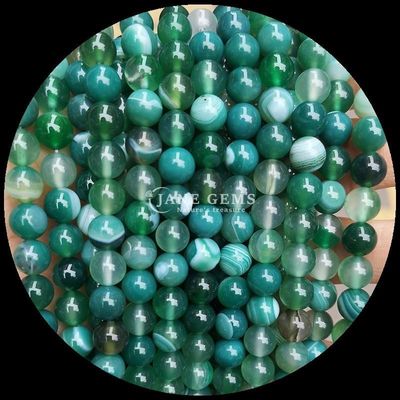 Forma redonda piedra preciosa rojo rayada ágata verde rayada ágata natural hilos de cuentas sueltas para pendientes DIY Joyería