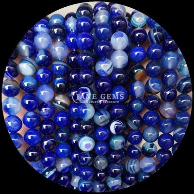 Multicolores de corte redondo de piedras preciosas cuentas amarillas azules rayadas ágata para hacer joyería DIY y brazaletes de curación