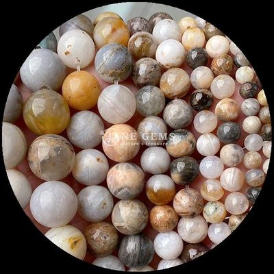 Forma redonda 8 mm Perlas de piedra preciosa natural Varias perlas de ágata Cornalina amarilla rayada Ágata de perlas sueltas para joyería DIY