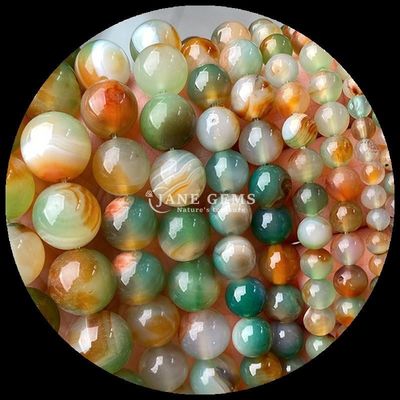 Forma redonda 8 mm Perlas de piedra preciosa natural Varias perlas de ágata Cornalina amarilla rayada Ágata de perlas sueltas para joyería DIY