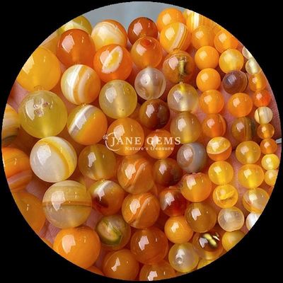 Forma redonda 8 mm Perlas de piedra preciosa natural Varias perlas de ágata Cornalina amarilla rayada Ágata de perlas sueltas para joyería DIY