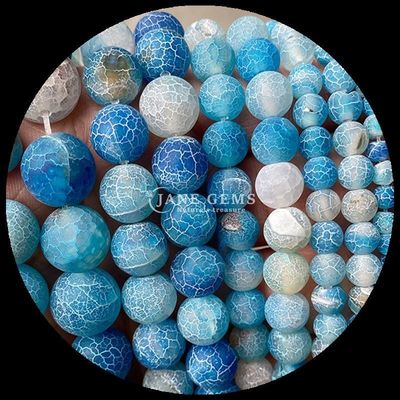Perlas de forma redonda de piedra preciosa amarillo azul agate con condiciones meteorológicas hebras sueltas para joyería DIY