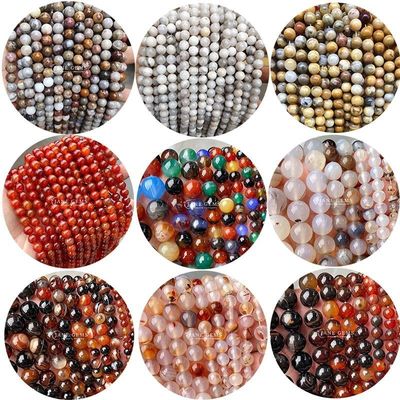 Perlas de ágata multicolores personalizadas en forma redonda de 8 mm para la fabricación de joyas