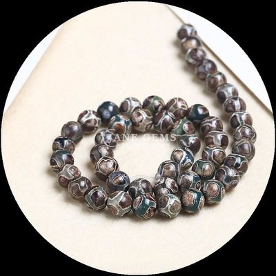 DIY Joyería haciendo esenciales multicolores de Tibatán de ágata cuentas de tres ojos Dzi hilos de cuentas sueltas con técnica pulida