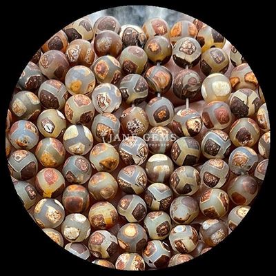DIY Joyería haciendo esenciales multicolores de Tibatán de ágata cuentas de tres ojos Dzi hilos de cuentas sueltas con técnica pulida