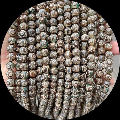 DIY Joyería haciendo esenciales multicolores de Tibatán de ágata cuentas de tres ojos Dzi hilos de cuentas sueltas con técnica pulida