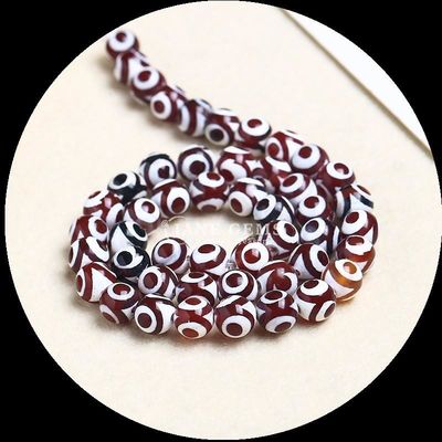 DIY Joyería haciendo esenciales multicolores de Tibatán de ágata cuentas de tres ojos Dzi hilos de cuentas sueltas con técnica pulida
