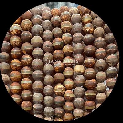 Perlas de ágata tibetana de forma redonda hebras de perlas sueltas para hacer joyas DIY