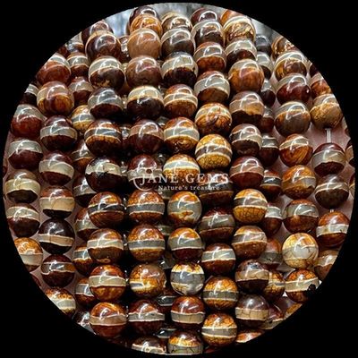 Perlas de ágata tibetana de forma redonda hebras de perlas sueltas para hacer joyas DIY