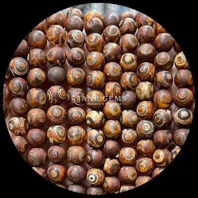 Perlas de ágata tibetana de forma redonda hebras de perlas sueltas para hacer joyas DIY