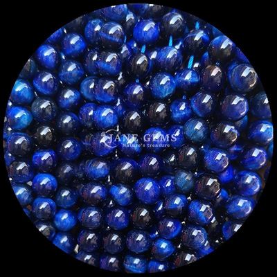 Perlas de forma redonda de piedra preciosa ojos de tigre azul hilos de perlas sueltas para joyas y regalos de bricolaje