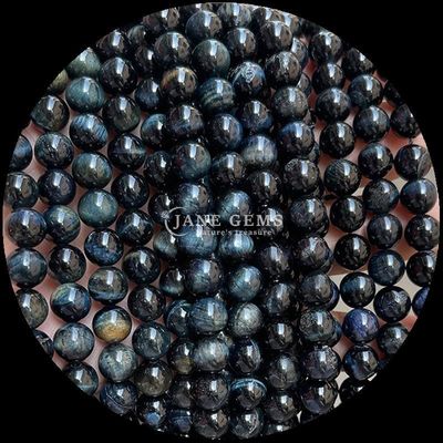 Perlas de forma redonda de piedra preciosa ojos de tigre azul hilos de perlas sueltas para joyas y regalos de bricolaje