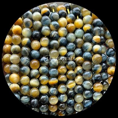 Forma redonda Perlas de piedras preciosas naturales Ojo de tigre hebras de perlas sueltas para joyería