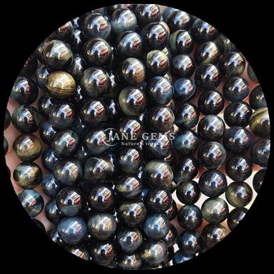 Forma redonda Perlas de piedras preciosas naturales Ojo de tigre hebras de perlas sueltas para joyería