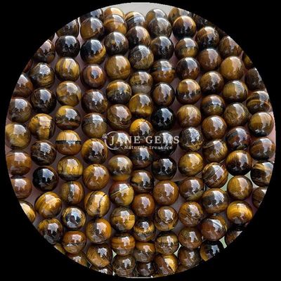 Forma redonda Perlas de piedras preciosas naturales Ojo de tigre hebras de perlas sueltas para joyería
