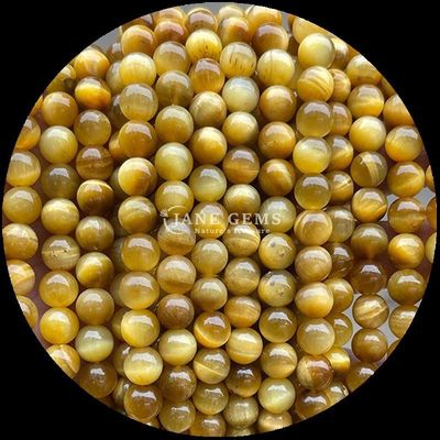 DIY Joyería haciendo gemas esenciales Perlas 8mm forma redonda Ojo de tigre hebras de perlas sueltas