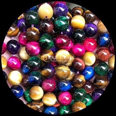 DIY Joyería haciendo gemas esenciales Perlas 8mm forma redonda Ojo de tigre hebras de perlas sueltas