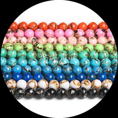 Perlas sueltas de turquesa pulida para collares y joyas de bricolaje