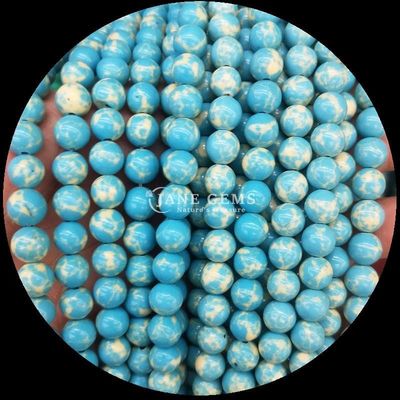 Hacer bricolaje haciendo gemas de forma redonda pulidas hebras de cuentas con color de piedra preciosa multicolor