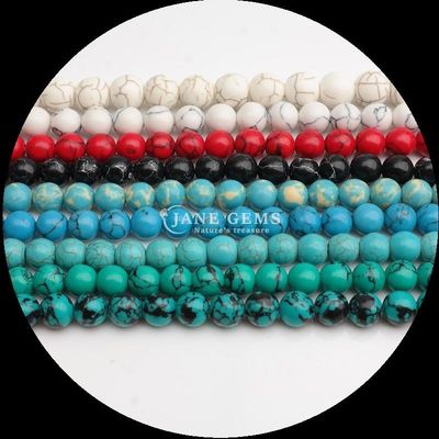 DIY Joyería Haciendo cortes redondos de joyas de piedra turquesa en 8 mm de tamaño y colores diversos