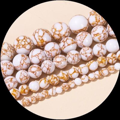 Aspecto de color forma redonda gemas de cuentas línea de oro turquesa hilos de cuentas sueltas para regalo DIY