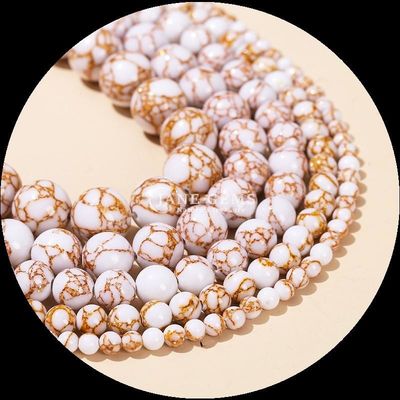 Aspecto de color forma redonda gemas de cuentas línea de oro turquesa hilos de cuentas sueltas para regalo DIY