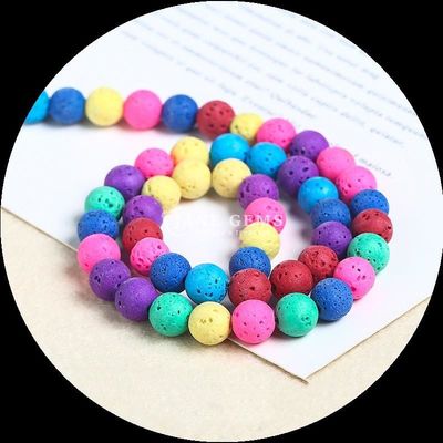 Piedra preciosa multicolor Varios colores Piedra natural de lava Piedra curativa hebras de cuentas sueltas para joyería DIY