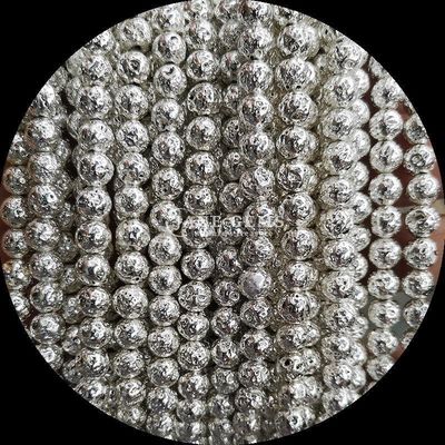 Perlas de piedra preciosa de forma redonda, pulidas de varios colores, revestidas con piedra de lava para joyas hechas a mano