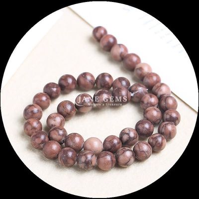 Forma redonda cuentas de piedra preciosa patrón de madera hebras de cuentas sueltas para pulseras Decoraciones hechas a mano