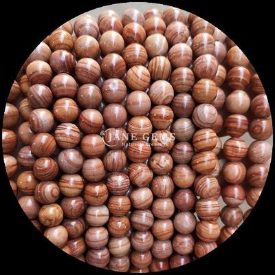 Forma redonda cuentas de piedra preciosa patrón de madera hebras de cuentas sueltas para pulseras Decoraciones hechas a mano