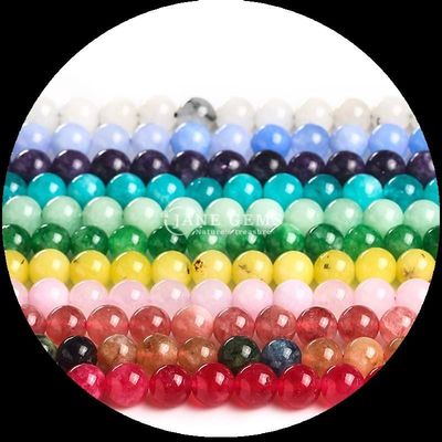 Perlas de piedras preciosas en forma redonda y múltiples colores Varios hilos de perlas sueltas de calcedonia perfectos para joyería DIY