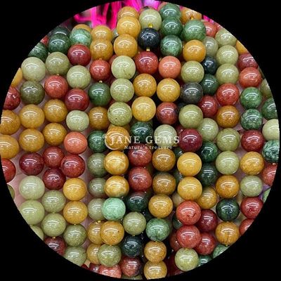 Perlas de piedras preciosas en forma redonda y múltiples colores Varios hilos de perlas sueltas de calcedonia perfectos para joyería DIY