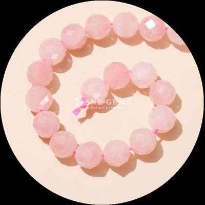 Perlas de forma redonda de piedras preciosas Rosa cuarzo claro cuarzo redondo con facetas sueltas para colecciones de joyas elegantes