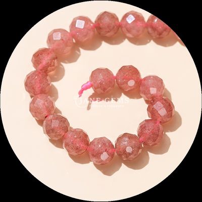 Perlas de gemas multicolores Perlas de gemas naturales Citrino Fresa Cuarzo Facetado Redondo hebras sueltas de perlas
