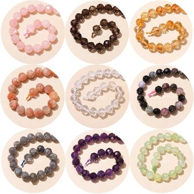 Perlas de gemas multicolores Perlas de gemas naturales Citrino Fresa Cuarzo Facetado Redondo hebras sueltas de perlas